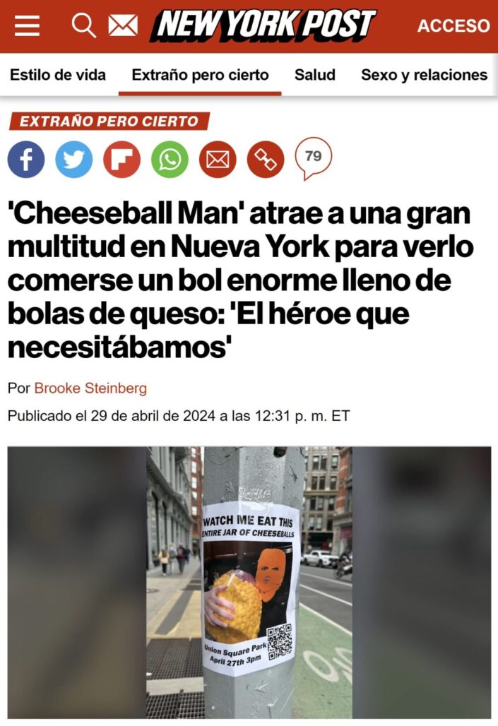 ‘Cheeseball Man’, el enmascarado que alborotó Nueva York por comer un frasco con Cheetos de Bolitas!!! 3 wergfqwewertgherht