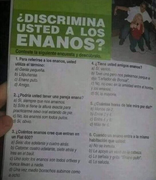 El test para saber si discriminas a los enanos... 11 El Test Para Saber Si Discriminas A Los Enanos